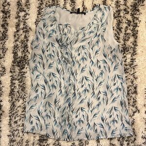 White House Black Market Blue Leaf Pattern Blouse